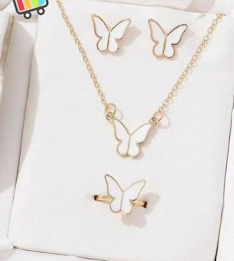 Butterfly Set, Pack Of 4 / Pendants Necklace Earrings Ring For Women Jewelry