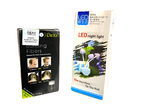 14 august deal pack of 2 - Black Hair Dexe Hair Building Fibers 22g &amp; Mushroom Led Night Light