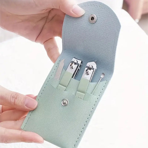 4 in 1 Professional Manicure Set 4-Piece Stainless Steel Nail Care Kit – Nail Clippers, Cuticle Nippers, Nail File &amp; Spoon Pusher – Unscented, No Batteries Needed, Non-Electric Tools for Nail Techs &amp; Home Use - Random Color