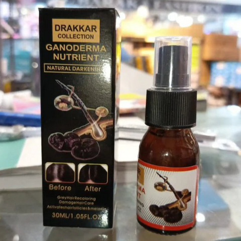 Anti-Greying Hair Spray | Drakkar Spray for Hair | Organic Ganoderma Inverted Essence for Grey Hair | Darkens Hair Naturally Without Damage - 30ML