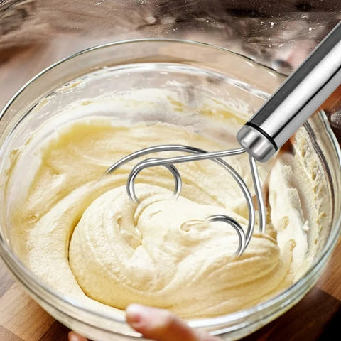 1 Pcs Manual Non Stick Steel Flour Cream Mixer Beater | Dough Whisk Mixer, Kitchen Baking Blender Tool