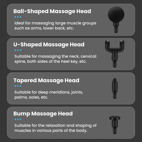 4 in 1 Multi-Function Vibration Massage Gun Professional Ultra Quiet Pain Relief Whole Body Massagers with 4 Heads and Different Level of Speeds (Random colors)