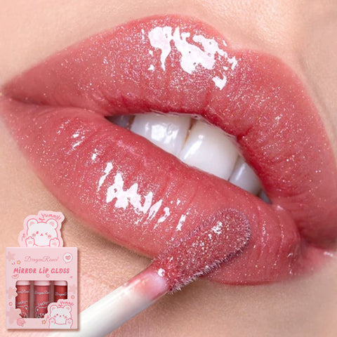 3 PC Mirror Lip Gloss Tinted Lip Balm Lip Oil Hydrating Non-Sticky Lip Glow Oil Lip Plumper Mirror Gloss Lip Stain (Random Shades)