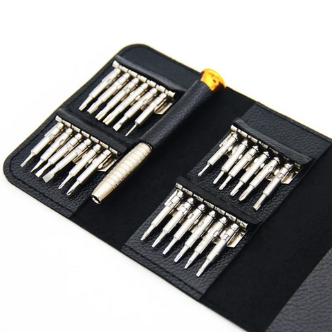 25 in 1 leather case screwdriver kit.