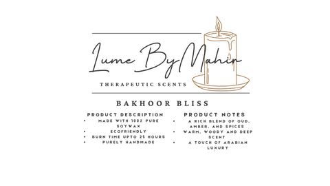 Bakhoor Bliss A Touch of Arabian Luxury – Handmade Oud &amp; Amber Soy Wax Candle - 100 gram