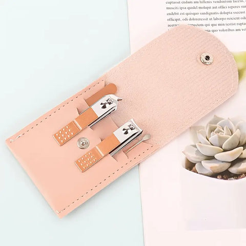 4 in 1 Professional Manicure Set 4-Piece Stainless Steel Nail Care Kit – Nail Clippers, Cuticle Nippers, Nail File &amp; Spoon Pusher – Unscented, No Batteries Needed, Non-Electric Tools for Nail Techs &amp; Home Use - Random Color