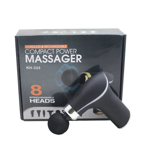 Compact Power Massage with 8 Interchangeable Heads, Cordless &amp; Rechargeable Massager for Deep Tissue Muscle Relaxation KH-325.(random color)