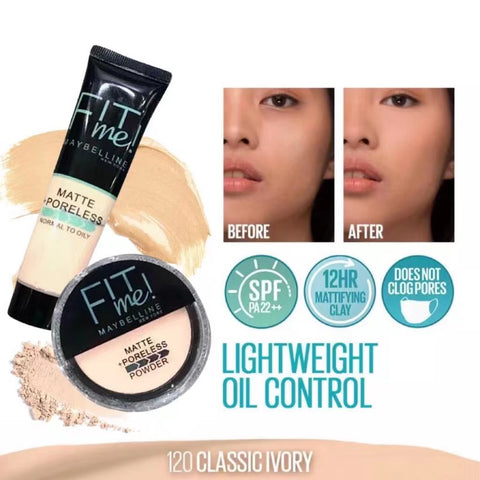 2-in-1 Makeup Deal – Liquid Foundation &amp; Face Powder Combo for Smooth, Flawless Finish – Budget-Friendly Beauty Set - Ivory Shade