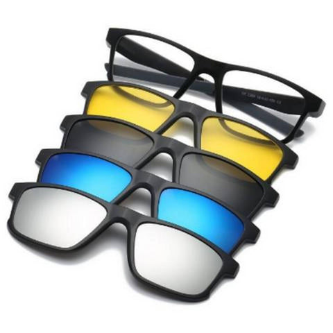 5 in 1 Magic Vision Stylish Sunglass With Quick-change Magnet Lenses | 5 Different Colors
