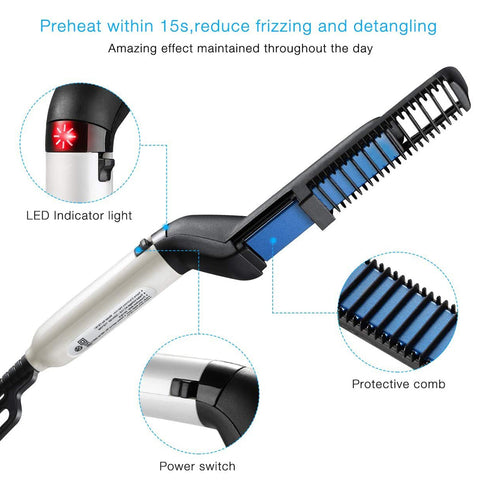 Beard Straightening Comb Electric Hair Comb Hair Styler for Men Hair Hot Comb