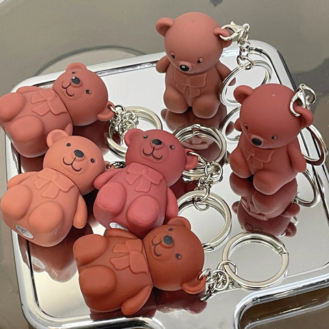 6-Piece Cute Bear Keychain Liquid Lipstick Set – Mist Matte Velvet Finish, Moisturizing Lip Stain, Waterproof &amp; Long-Lasting Lip Gloss (6 Colors)
