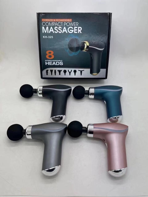 Compact Power Massage with 8 Interchangeable Heads, Cordless &amp; Rechargeable Massager for Deep Tissue Muscle Relaxation KH-325.(random color)
