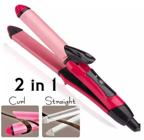 2-in-1 Nova Hair Straightener and Curler – Dual-Use Styling Tool with Quick Heat-Up Technology, Ceramic Plates for Smooth Straightening &amp; Effortless Curls Model-NH-2009 – Portable, Lightweight, Ideal for Home or Travel Use