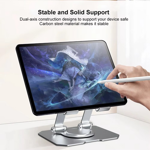 360° Rotating Metal Tablet &amp; Mobile - Adjustable, Foldable, and Portable Desk Mount with Cooling Design for Phones, Tablets, and Small Devices, Device Cooling Stand | Stainless Steel Stand, Tablet Holder Stand - Random Color