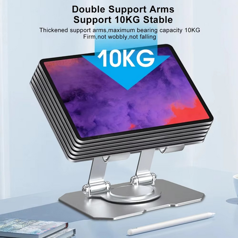 360° Rotating Metal Tablet &amp; Mobile - Adjustable, Foldable, and Portable Desk Mount with Cooling Design for Phones, Tablets, and Small Devices, Device Cooling Stand | Stainless Steel Stand, Tablet Holder Stand - Random Color