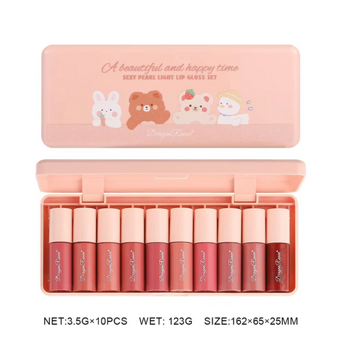 Dragon Ranee - 10 Mini Cartoon Mirror Lip Gloss Set | Best Quality Lipgloss Set | Lipgloss For Girls | Lipgloss For Women - Waterproof Lipgloss Set