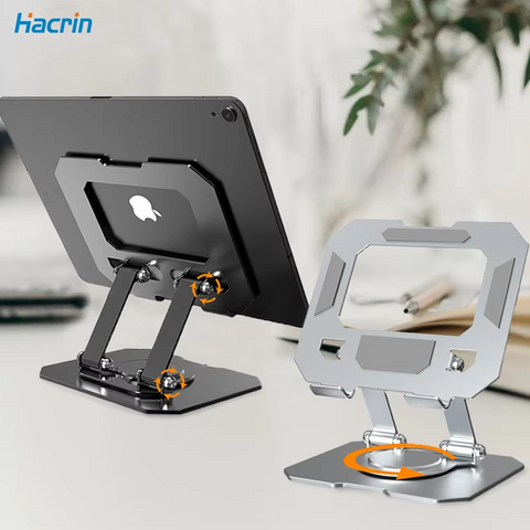 360° Rotating Metal Tablet &amp; Mobile - Adjustable, Foldable, and Portable Desk Mount with Cooling Design for Phones, Tablets, and Small Devices, Device Cooling Stand | Stainless Steel Stand, Tablet Holder Stand - Random Color