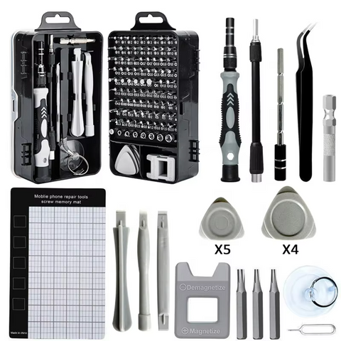 115-in-1 Precision Magnetic Screwdriver Set – Stainless Steel Flat Head Repair Tool Kit for Phones, Computers, Laptops, Watches, Eyeglasses, and Other Electronics - Tool Kit
