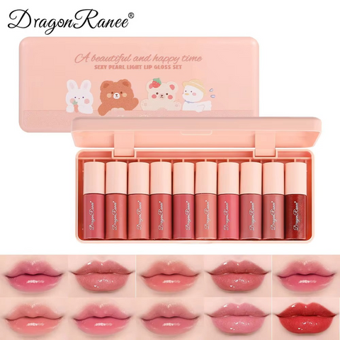Dragon Ranee - 10 Mini Cartoon Mirror Lip Gloss Set | Best Quality Lipgloss Set | Lipgloss For Girls | Lipgloss For Women - Waterproof Lipgloss Set