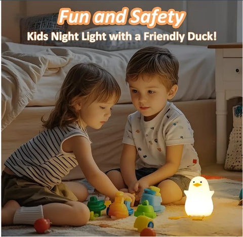 Duck Night Light, LED Squishy Duck Lamp,Cute Silicone Dimmable Nursery Nightlight,Rechargeable Bedside Touch Lamp