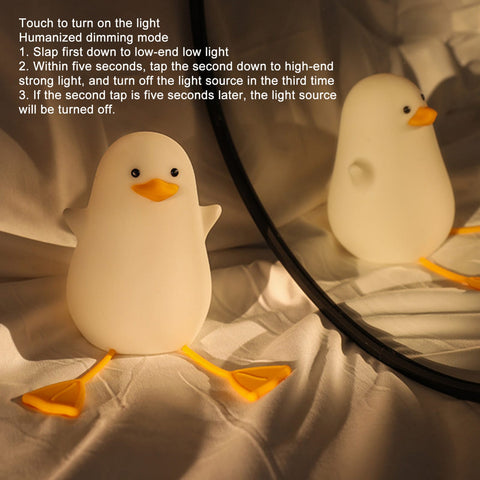 Duck Night Light, LED Squishy Duck Lamp,Cute Silicone Dimmable Nursery Nightlight,Rechargeable Bedside Touch Lamp