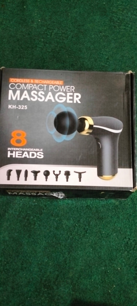 Compact Power Massage with 8 Interchangeable Heads, Cordless &amp; Rechargeable Massager for Deep Tissue Muscle Relaxation KH-325.(random color)