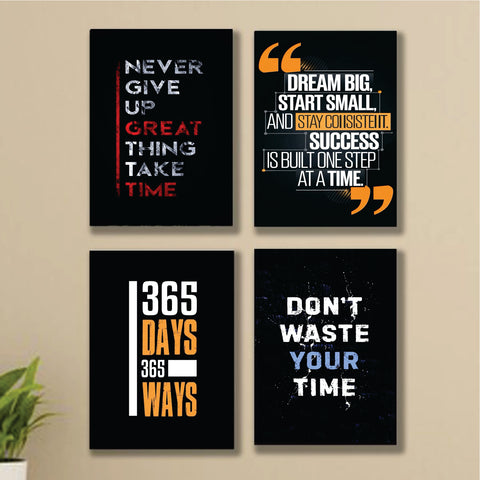 4pcs motivational sticky phototile Wooden Material wall frames for home decor 365 days (8x11inches)