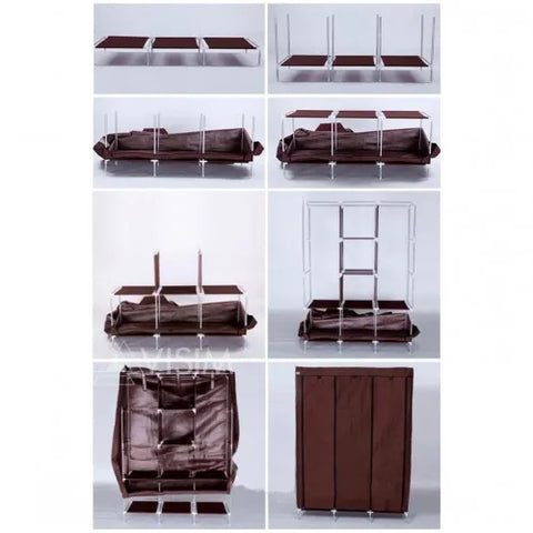 3 Door Fancy &amp; Portable Foldable Closet Wardrobe Storage Organizer with Shelves Foe Multi Purpose