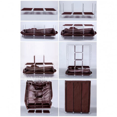 3 Door Fancy &amp; Portable Foldable Closet Wardrobe Storage Organizer with Shelves Foe Multi Purpose