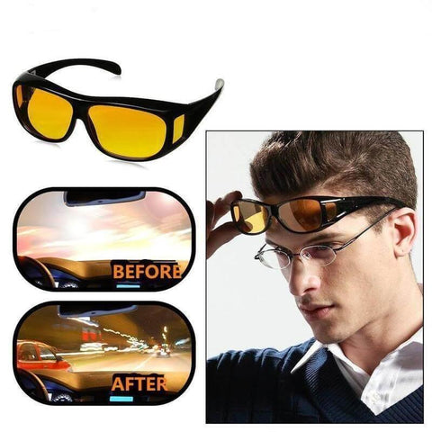 2 Pieces in one box HD Day &amp; Night Vision Wrap Around Glasses | NIGHT VISION GLASSES FOR MEN | Car Anti-Glare Goggles Sunglasses Man Motorcycle Driving Glasses