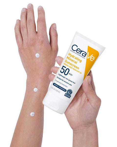 CeraVe Hydrating Mineral Sunscreen SPF 100 ml - CeraVe Hydrating Sun Block | Best Skin Care Sunscreen - Original