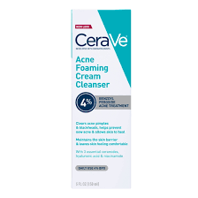 CeraVe Acne Foaming Cream Cleanser – 4% Benzoyl Peroxide Treatment [120ml]