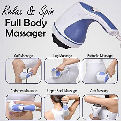 4 in 1 Relax &amp; Spin Tone Vibration Electric Massager | Electronic Relax &amp; Spin Body Massager With Different Heads ( Random Color )