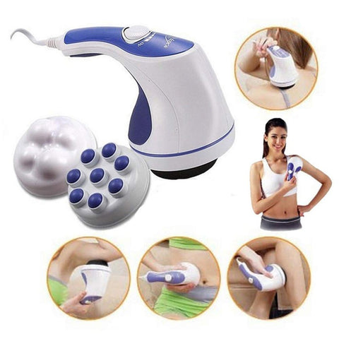 4 in 1 Relax &amp; Spin Tone Vibration Electric Massager | Electronic Relax &amp; Spin Body Massager With Different Heads ( Random Color )