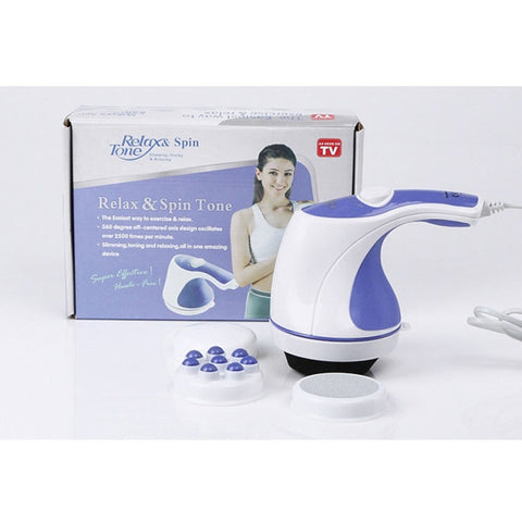4 in 1 Relax &amp; Spin Tone Vibration Electric Massager | Electronic Relax &amp; Spin Body Massager With Different Heads ( Random Color )