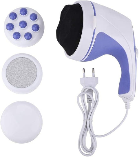 4 in 1 Relax &amp; Spin Tone Vibration Electric Massager | Electronic Relax &amp; Spin Body Massager With Different Heads ( Random Color )