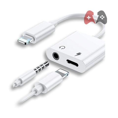 2-in-1 Dual Lightning Headphone Adapter Cable, Lightning 3.5mm ,Headphone Jack Adapter,