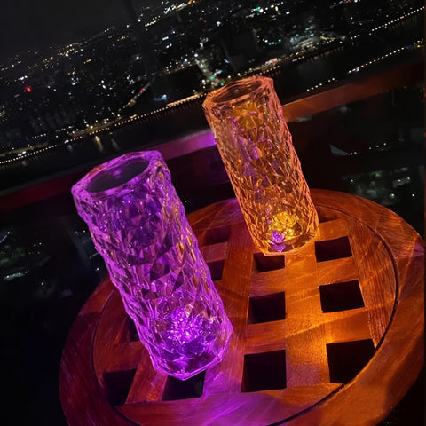 16 Colors Diamond Rose Crystal Lamp Bedside Acrylic  Table Lamp | Led Diamond Touch Lamp With Remote