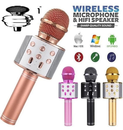 Bluetooth Microphone Karaoke Wireless Microphone Professional Speaker Handheld Microfone Player Singing Recorder Mic WS-858 KTV Microphone and Hifi Speaker