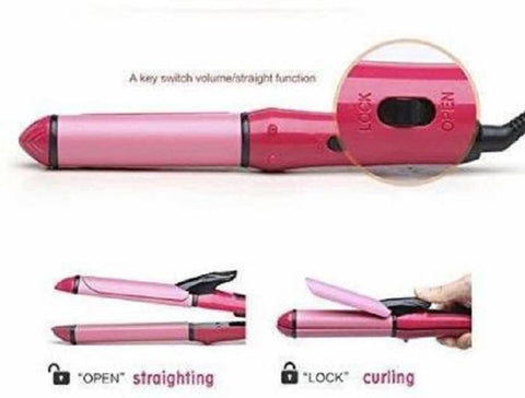 2-in-1 Nova Hair Straightener and Curler – Dual-Use Styling Tool with Quick Heat-Up Technology, Ceramic Plates for Smooth Straightening &amp; Effortless Curls Model-NH-2009 – Portable, Lightweight, Ideal for Home or Travel Use