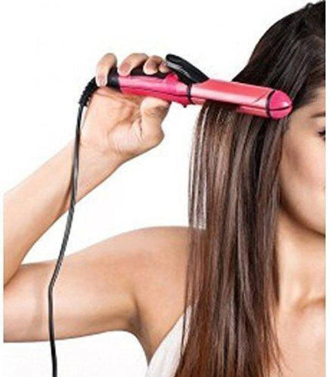 2-in-1 Nova Hair Straightener and Curler – Dual-Use Styling Tool with Quick Heat-Up Technology, Ceramic Plates for Smooth Straightening &amp; Effortless Curls Model-NH-2009 – Portable, Lightweight, Ideal for Home or Travel Use