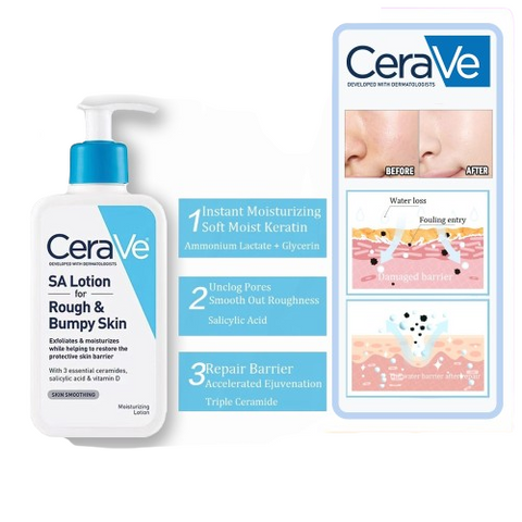 Cerave Sa Lotion For Rough &amp; Bumpy Skin Vitamin D, Hyaluronic Acid, Lactic Acid &amp; Salicylic Acid Lotion (237ml)