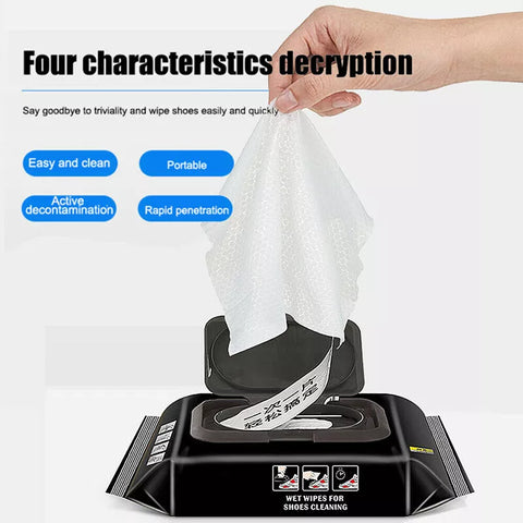 Disposable Shoe Cleaning Wipes | Quick Shine Clean Wet Wipes (80 wipes in 1 packet)