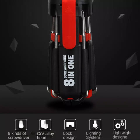8 in 1 Screwdriver Multifunctional Repair Tools with torch