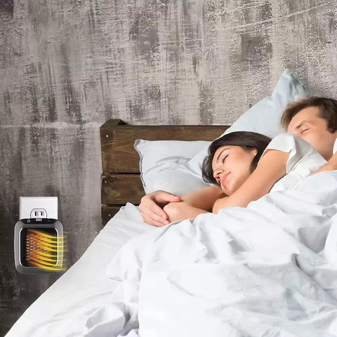 800W Space Heater Digital Electric Heater Wall Outlet Plug Small Fan Home Warmer