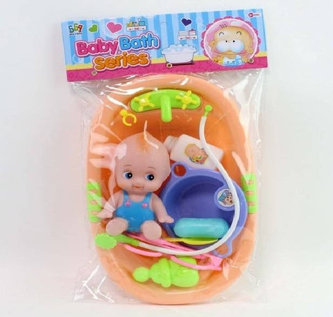 Baby Bath Series: Adorable Doll with Bathtub &amp; Accessories Play Set - Random Color